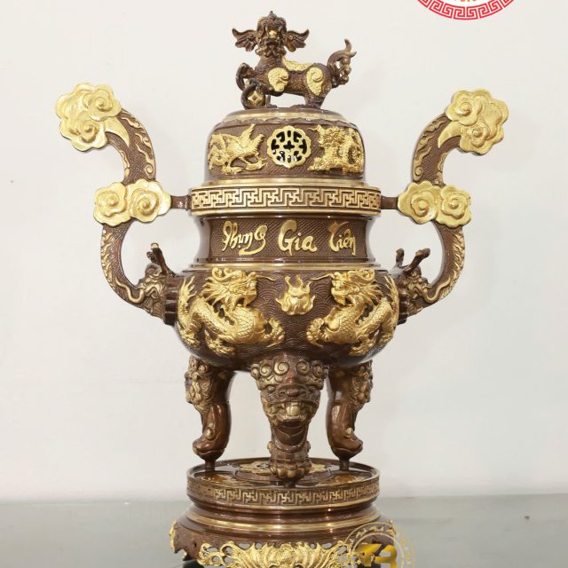 Đỉnh Phụng Gia Tiên Dát Vàng 24K Cao Cấp