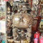 Đỉnh Thất Lân Toàn Cầu Đồng Đỏ Khảm Bạc